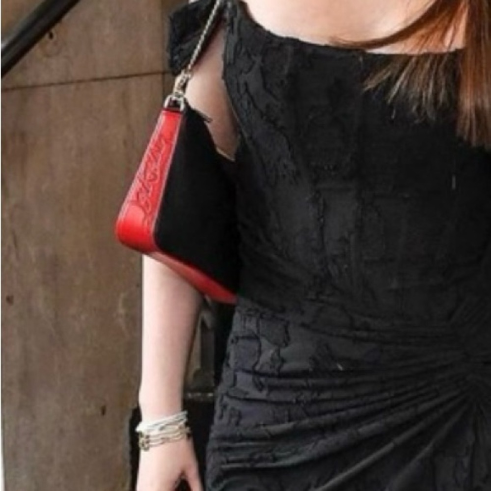 Christian Louboutin black leather bag with red accent in perfect condition